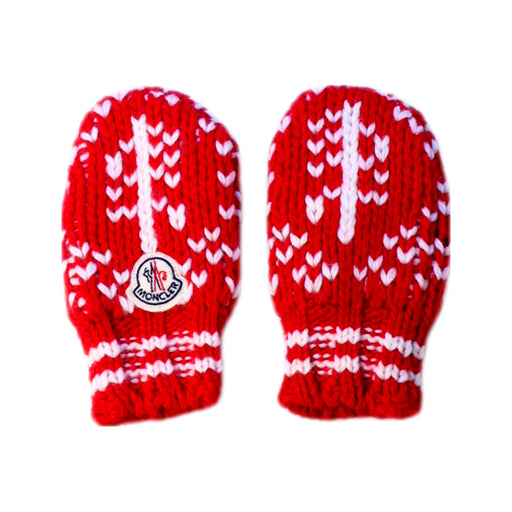 A Red Gloves & Mittens from Moncler in size 9Y for girl. (Front View)
