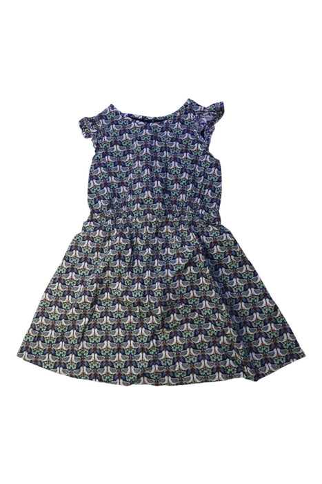 A Blue Sleeveless Dresses from Bonpoint in size 6T for girl. (Front View)