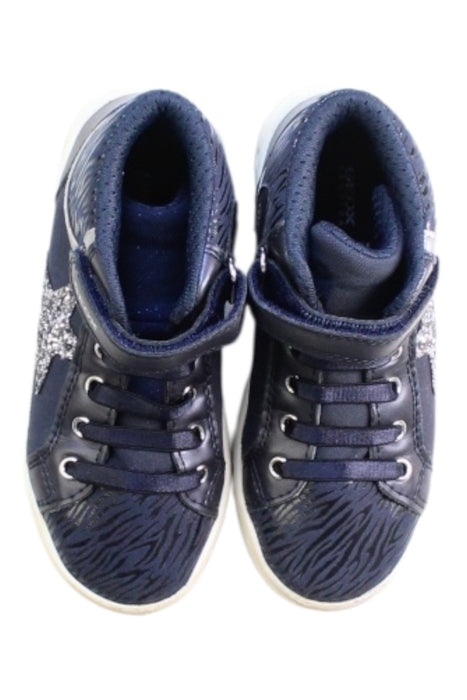 A Navy Sneakers from Geox in size 5T for girl. (Back View)