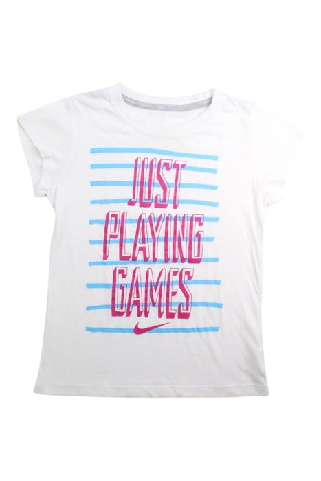 A White Short Sleeve T Shirts from Nike in size 6T for girl. (Front View)