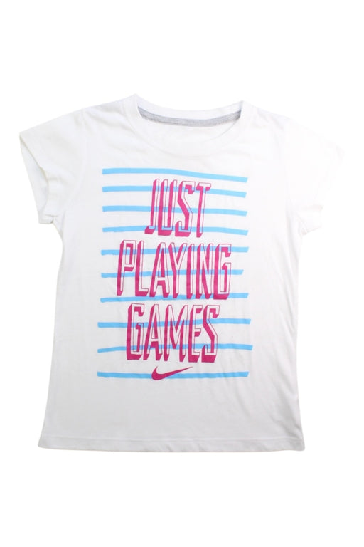 A White Short Sleeve T Shirts from Nike in size 6T for girl. (Front View)