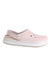 A Pink Slip Ons from Crocs in size 6T for girl. (Front View)