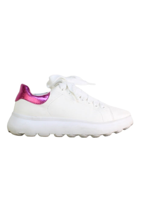 A White Sneakers from Geox in size 10Y for girl. (Front View)