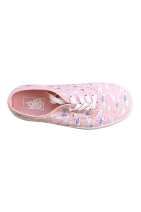 A Pink Sneakers from Vans in size 9Y for girl. (Front View)