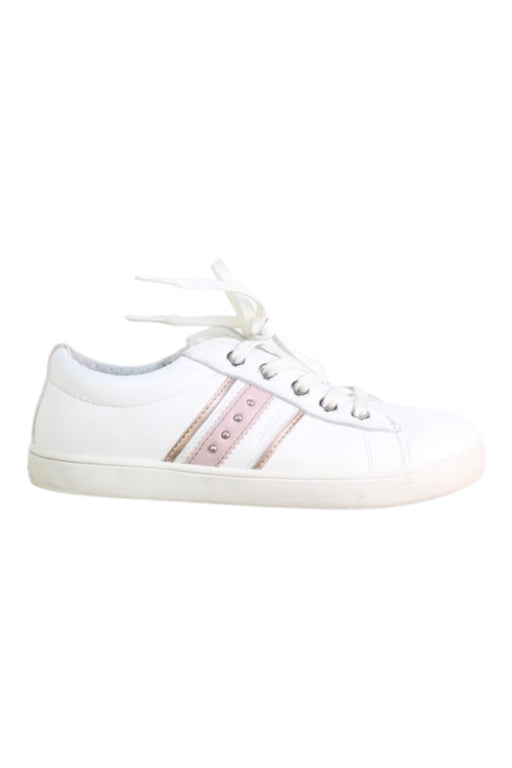 A White Sneakers from Geox in size 9Y for girl. (Front View)