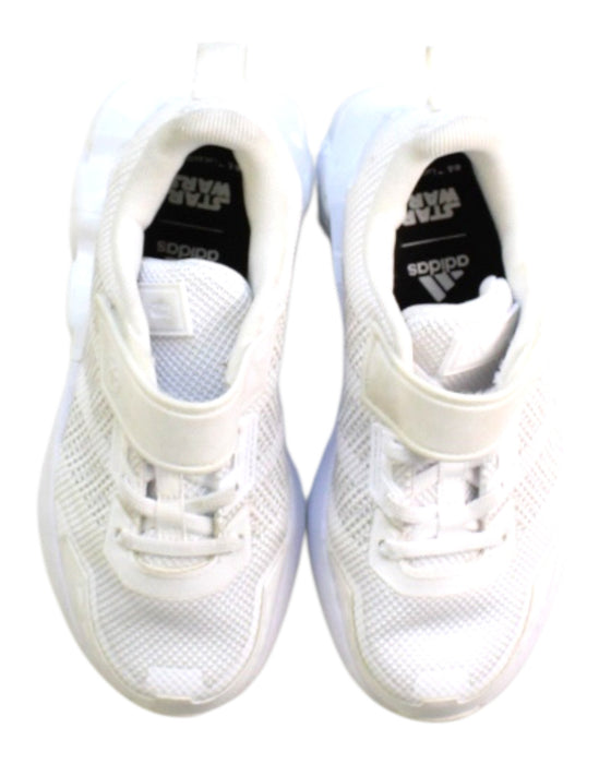 A White Sneakers from Adidas in size 7Y for boy. (Back View)
