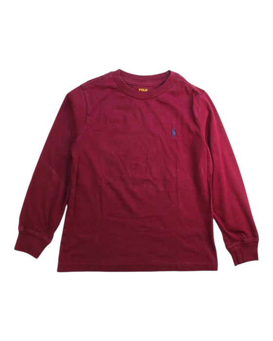 A Burgundy Long Sleeve T Shirts from Polo Ralph Lauren in size 5T for boy. (Front View)