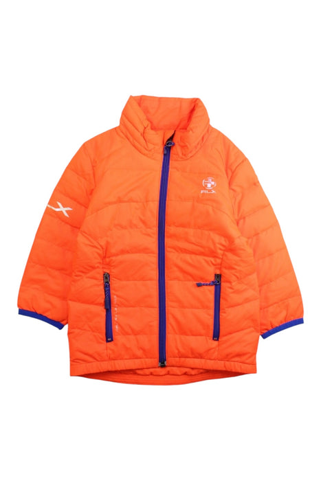 A Orange Puffer/Quilted Jackets from Ralph Lauren in size 18-24M for boy. (Front View)