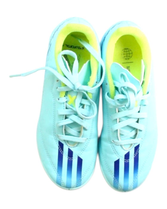A Blue Cleats/Soccer Shoes from Adidas in size 9Y for boy. (Back View)