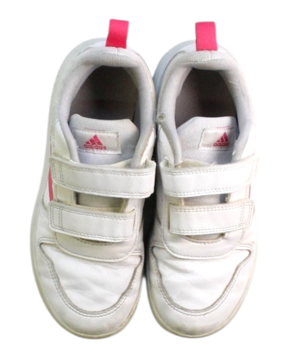 A White Sneakers from Adidas in size 7Y for girl. (Back View)