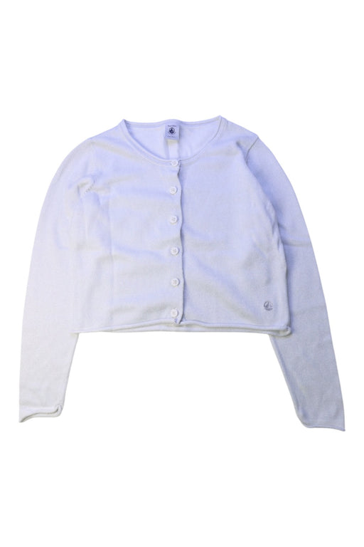 A White Cardigans from Petit Bateau in size 8Y for girl. (Front View)
