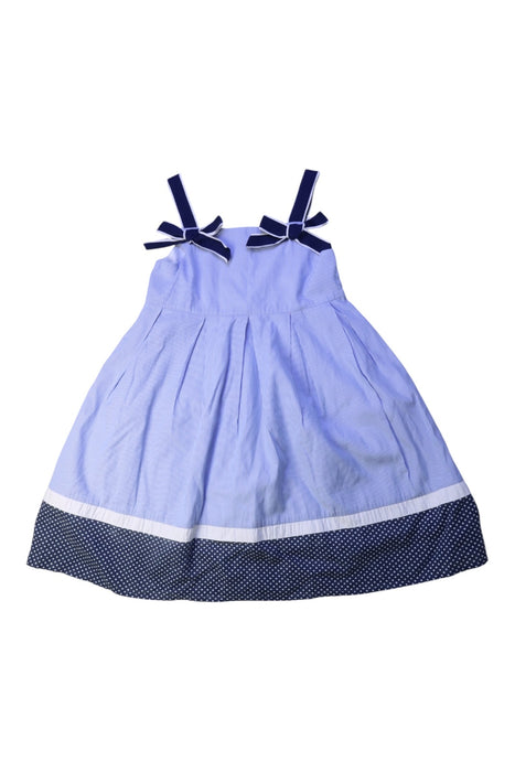 A Blue Sleeveless Dresses from Chickeeduck in size 5T for girl. (Front View)