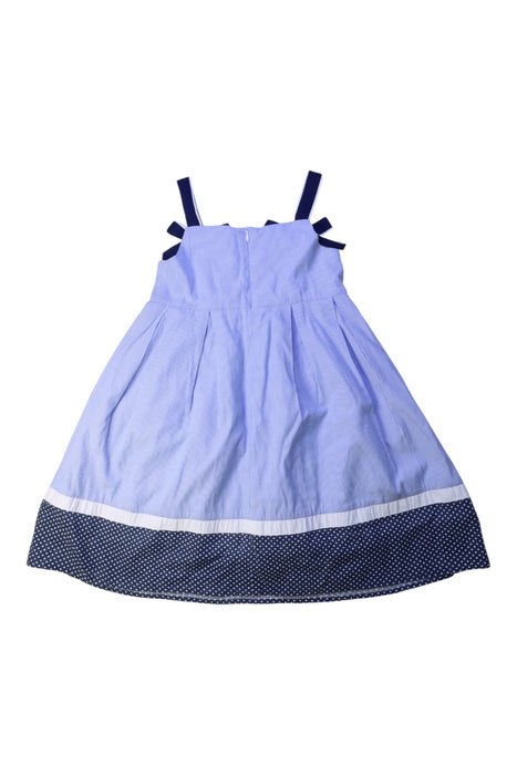 A Blue Sleeveless Dresses from Chickeeduck in size 5T for girl. (Back View)