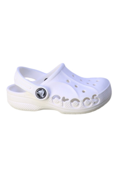 A White Slip Ons from Crocs in size 3T for girl. (Front View)