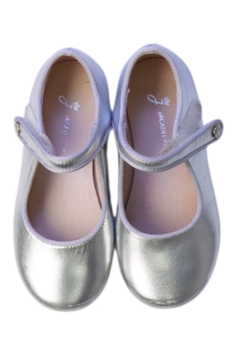 A Silver Dress Shoes from Jacadi in size 3T for girl. (Back View)