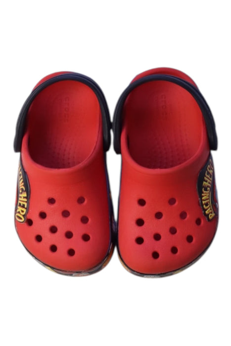 A Red Slip Ons from Crocs in size 3T for boy. (Back View)
