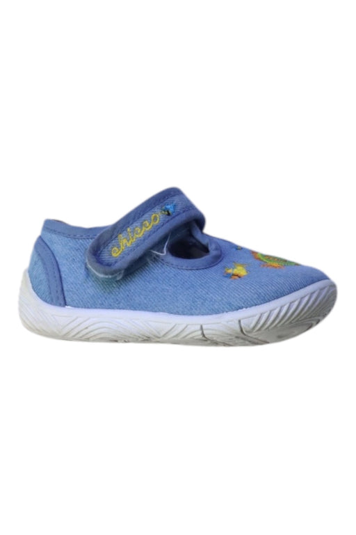 A Blue Slip Ons from Chicco in size 12-18M for boy. (Front View)