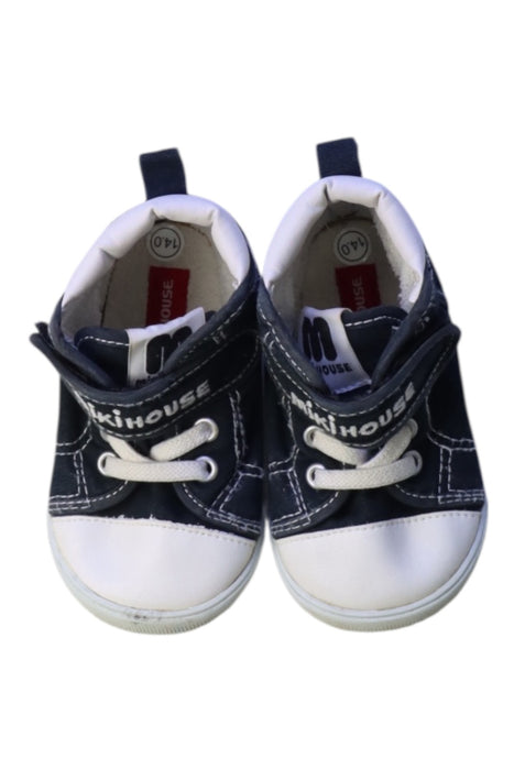 A Navy Sneakers from Miki House in size 18-24M for boy. (Back View)