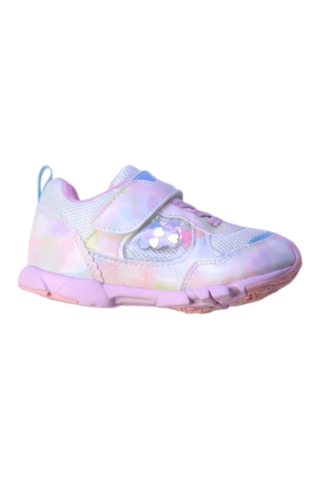 A Pink Sneakers from Moonstar in size 3T for girl. (Front View)