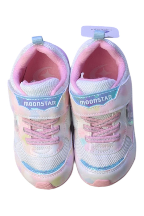 A Pink Sneakers from Moonstar in size 3T for girl. (Back View)