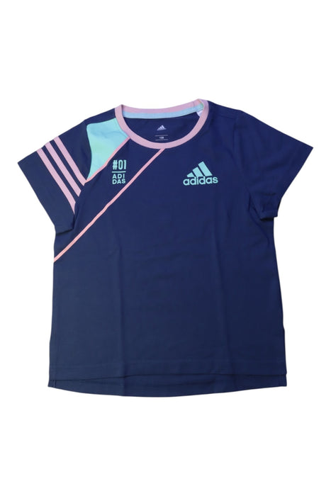 A Navy Active Tops from Adidas in size 7Y for girl. (Front View)