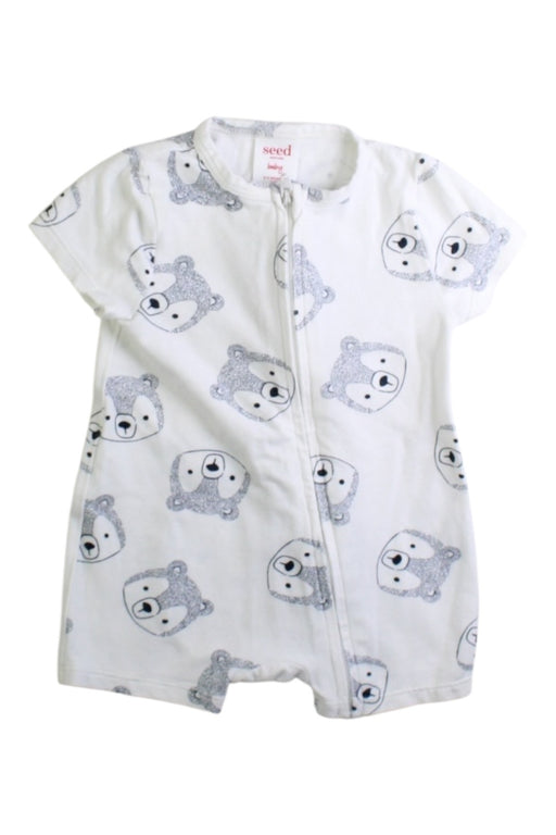 A White Short Sleeve Rompers from Seed in size 0-3M for boy. (Front View)