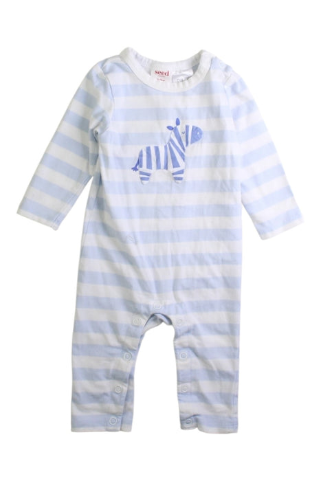 A Blue Long Sleeve Rompers from Seed in size 0-3M for boy. (Front View)