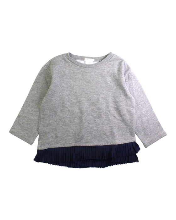 A Grey Long Sleeve Tops from Crewcuts in size 6T for girl. (Front View)