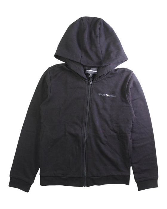 A Black Hooded Sweatshirts from Emporio Armani in size 10Y for boy. (Front View)