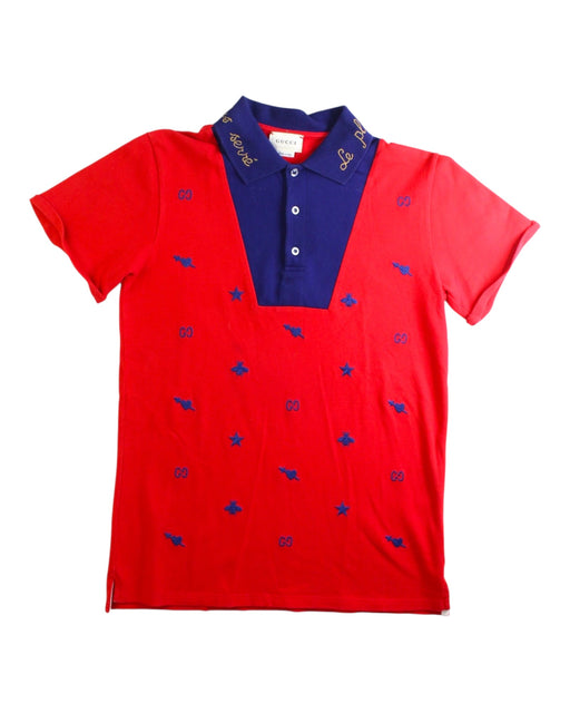 A Red Short Sleeve Polos from Gucci in size 12Y for boy. (Front View)