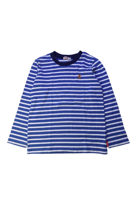 A Blue Long Sleeve T Shirts from Miki House in size 5T for boy. (Front View)