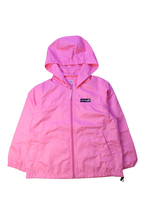 A Pink Rain Jackets from Miki House in size 4T for girl. (Front View)