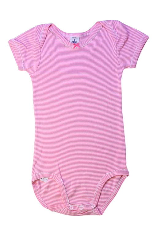 A Pink Short Sleeve Bodysuits from Petit Bateau in size 3T for girl. (Front View)
