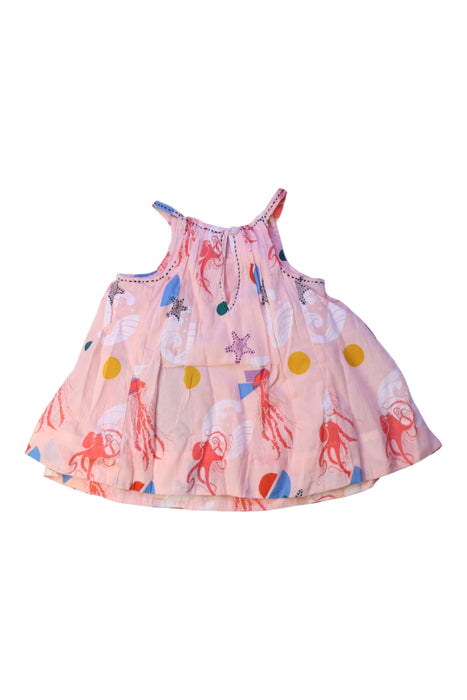 A Pink Sleeveless Dresses from Velveteen in size 0-3M for girl. (Back View)