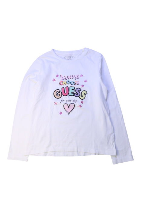 A White Long Sleeve T Shirts from Guess in size 6T for girl. (Front View)