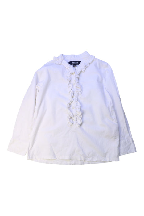 A White Long Sleeve Shirts from Roots in size 5T for girl. (Front View)
