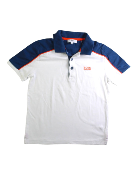A White Short Sleeve Polos from Boss in size 8Y for boy. (Front View)