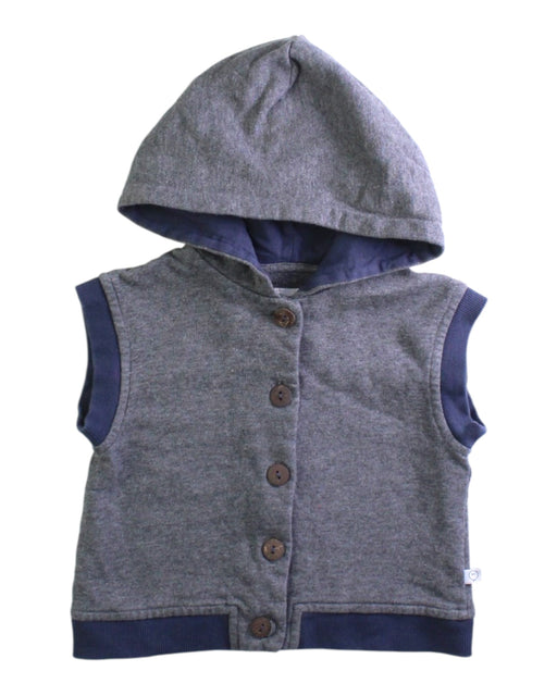 A Grey Outerwear Vests from Mori in size 6-12M for boy. (Front View)