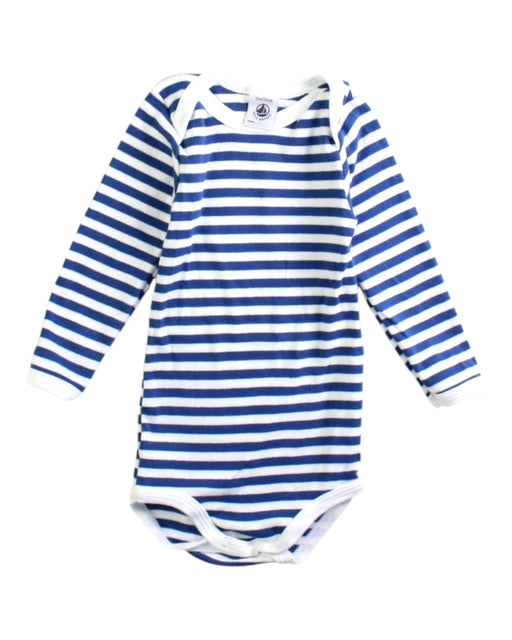 A Blue Long Sleeve Bodysuits from Petit Bateau in size 6-12M for boy. (Front View)