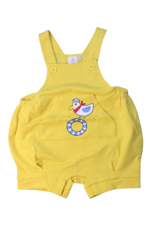 A Yellow Overall Shorts from Original Marines in size 3-6M for boy. (Front View)