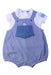 A Blue Sleeveless Rompers from Original Marines in size 3-6M for girl. (Front View)
