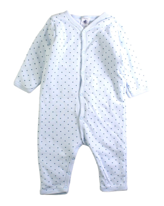 A White Onesies from Petit Bateau in size 6-12M for neutral. (Front View)