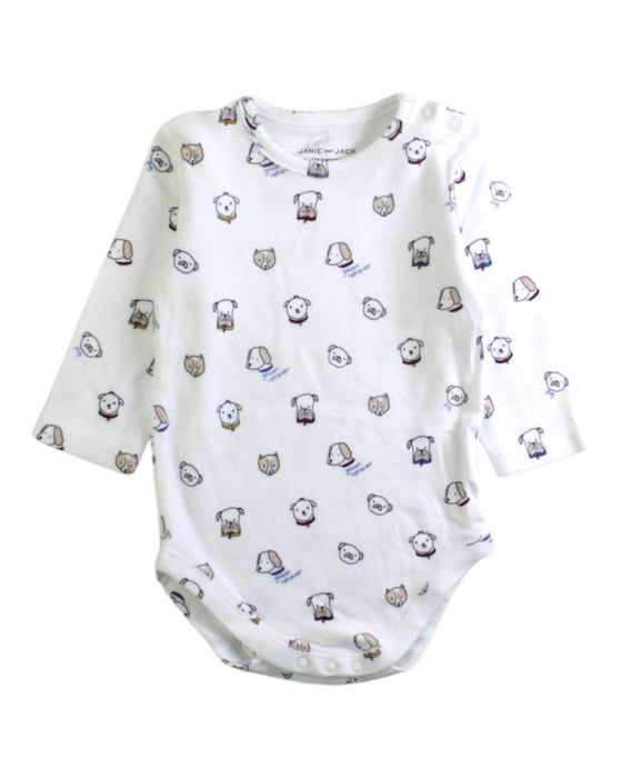 A White Long Sleeve Bodysuits from Janie & Jack in size 3-6M for neutral. (Front View)