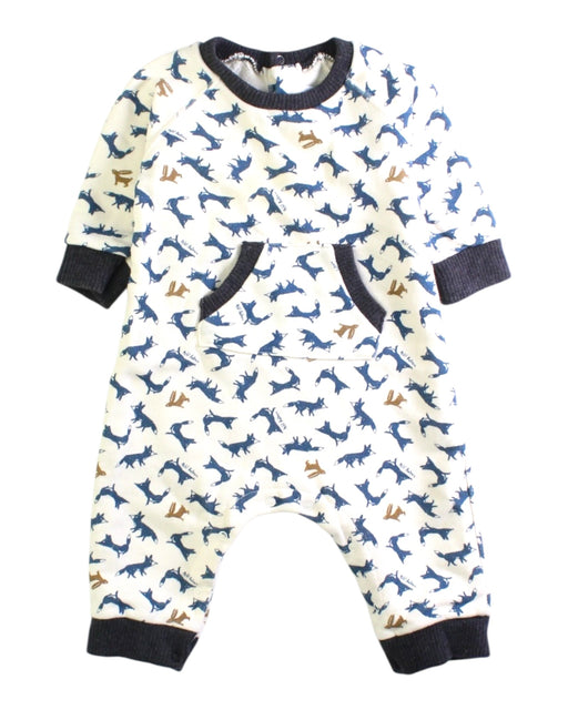 A White Long Sleeve Rompers from Petit Bateau in size 3-6M for boy. (Front View)