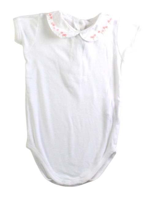 A White Short Sleeve Bodysuits from Bonpoint in size 6-12M for girl. (Front View)