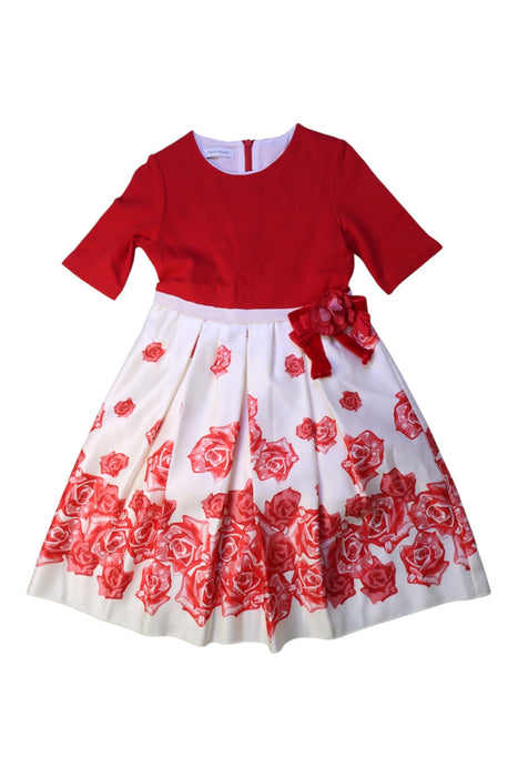 A Red Short Sleeve Dresses from I Pinco Pallino in size 6T for girl. (Front View)