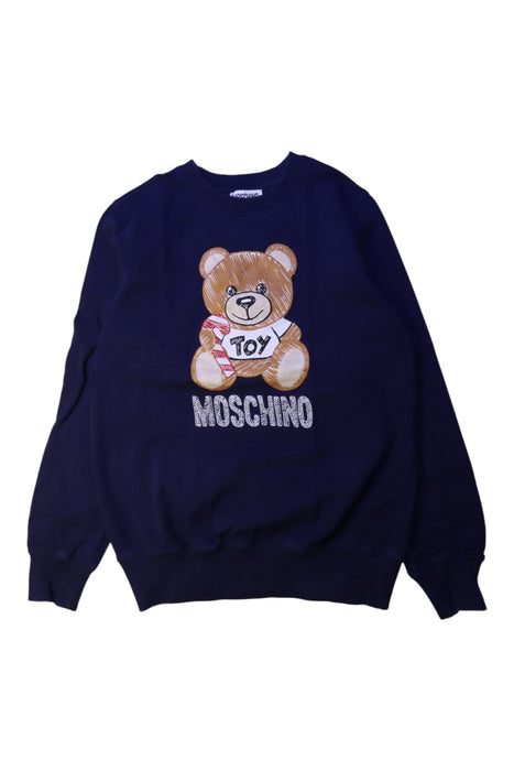 A Navy Crewneck Sweatshirts from Moschino in size 12Y for boy. (Front View)