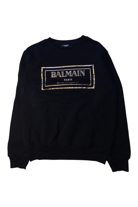 A Black Crewneck Sweatshirts from Balmain in size 12Y for boy. (Front View)