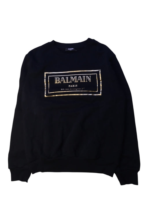 A Black Crewneck Sweatshirts from Balmain in size 12Y for boy. (Front View)