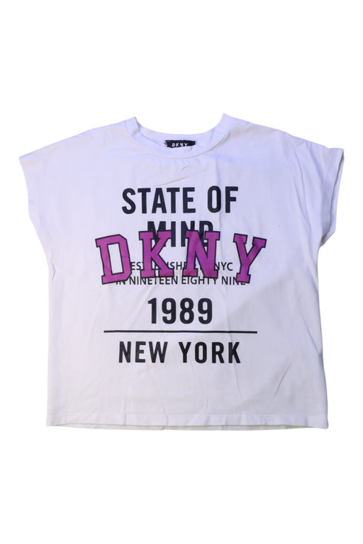 A White Short Sleeve T Shirts from DKNY in size 8Y for girl. (Front View)